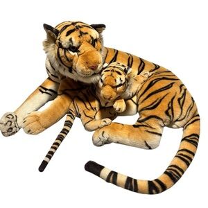 Vintage Best Made Toys Bengal Tiger and Cub Realistic Giant Stuffed Animal